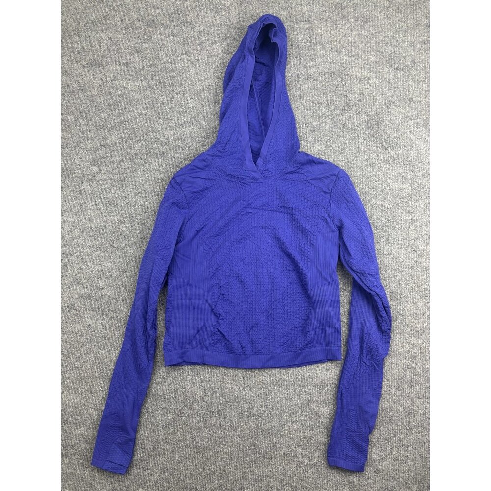 Athleta Hoodie Womens S Blue/Purple Lightweight Knit Pullover V Neck Athletic